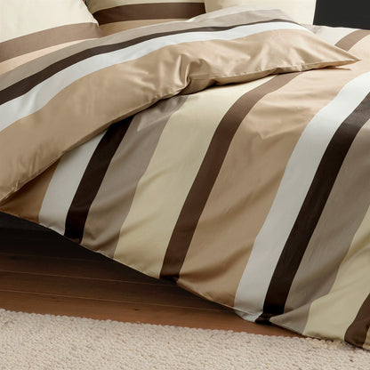 Bettwäsche Mako Satin J.D. Sand mit Streifenmuster 135 x 200 cm