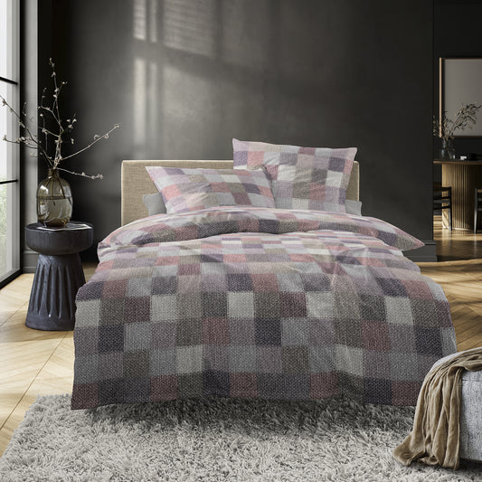Irisette Biber Bettwäsche Meran 8714-60 kariert beere lila 135x200