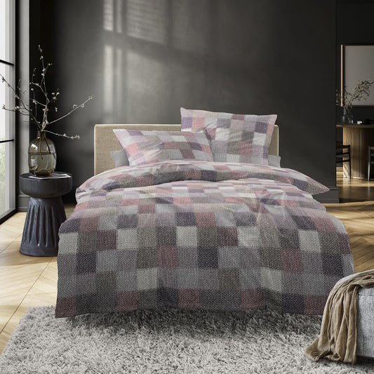 Irisette Biber Bettwäsche Meran 8714-60 kariert beere lila 135x200