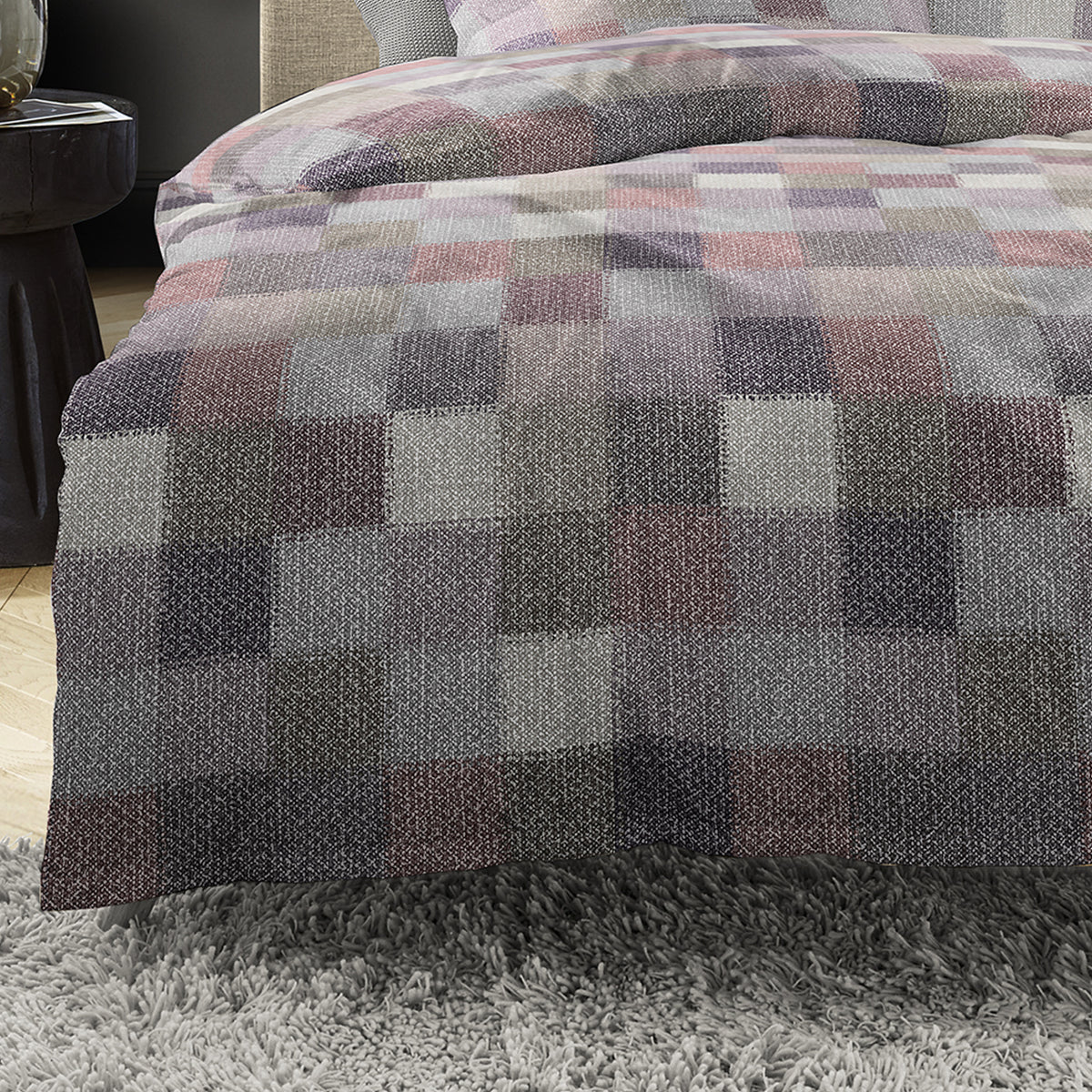 Irisette Biber Bettwäsche Meran 8714-60 kariert beere lila 135x200