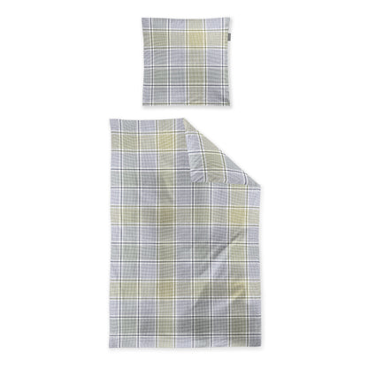 Irisette Seersucker Bettwäsche Easy 8715-20 Kariert blau grau 135x200