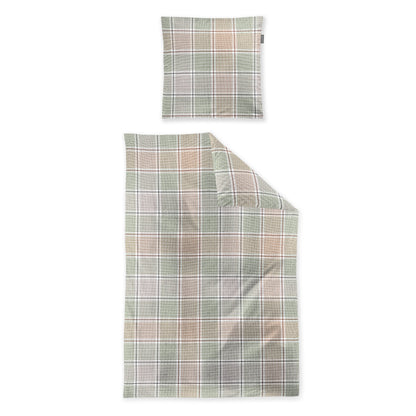 Irisette Seersucker Bettwäsche Easy 8715-90 Kariert grün lachs 135x200