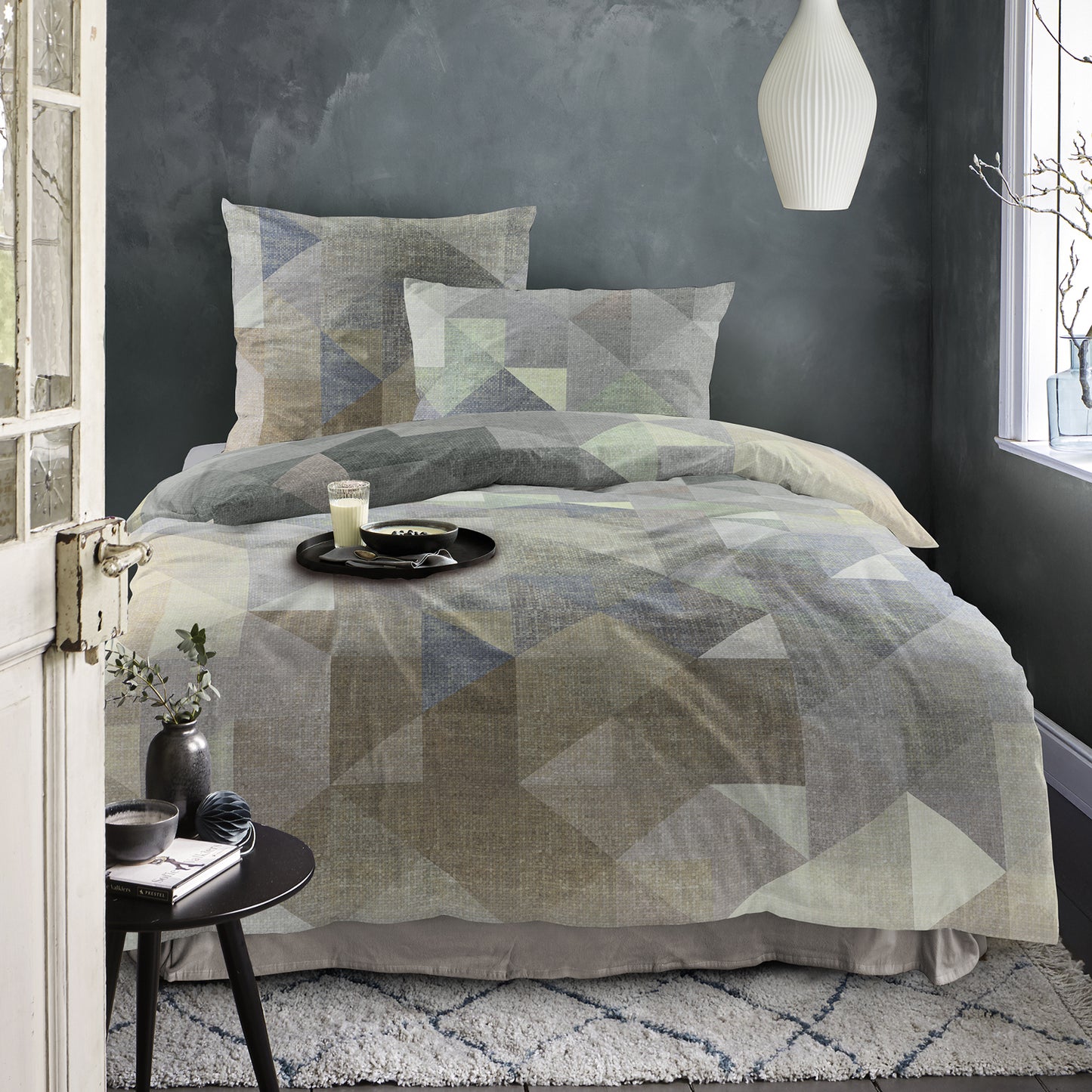Irisette Mako Satin Bettwäsche Wave 8716-80 Geometrisch grau 135x200