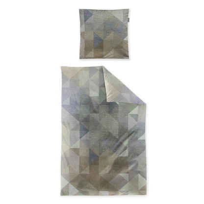 Bettwäsche Mako Satin Wave Natur mit geometrischem Muster 135 x 200 cm