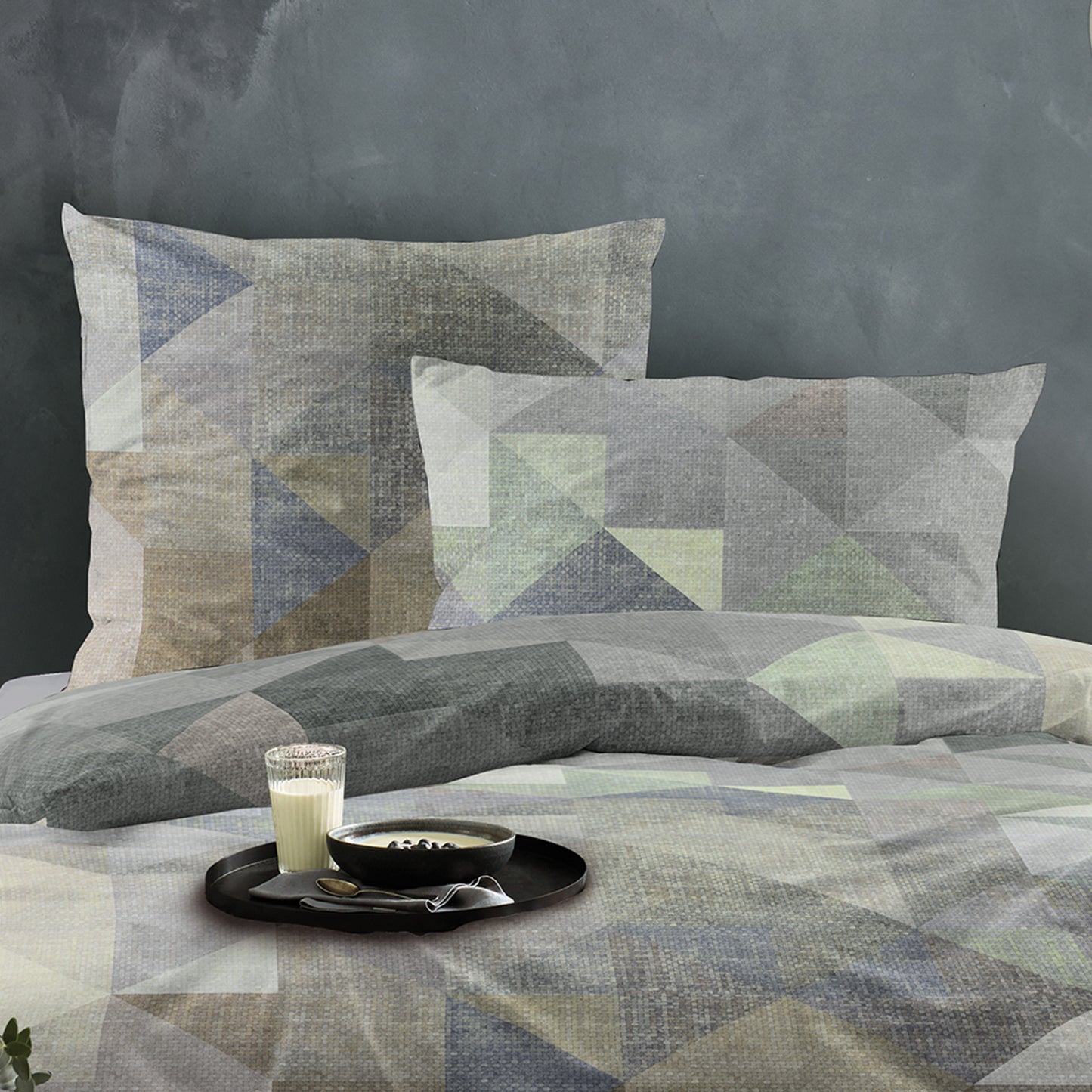 Irisette Mako Satin Bettwäsche Wave 8716-80 Geometrisch grau 135x200