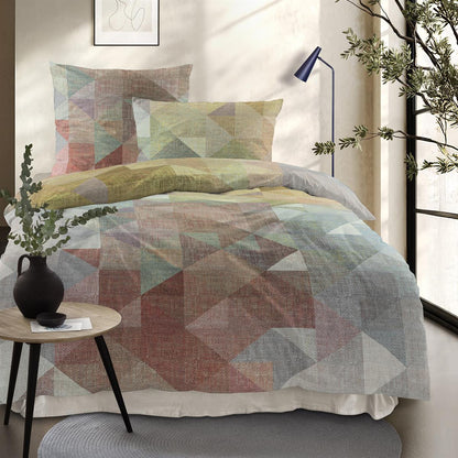 Bettwäsche Mako Satin Wave Mehrfarbig mit geometrischem Muster 135 x 200 cm