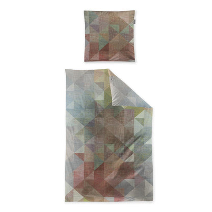 Bettwäsche Mako Satin Wave Mehrfarbig mit geometrischem Muster 135 x 200 cm