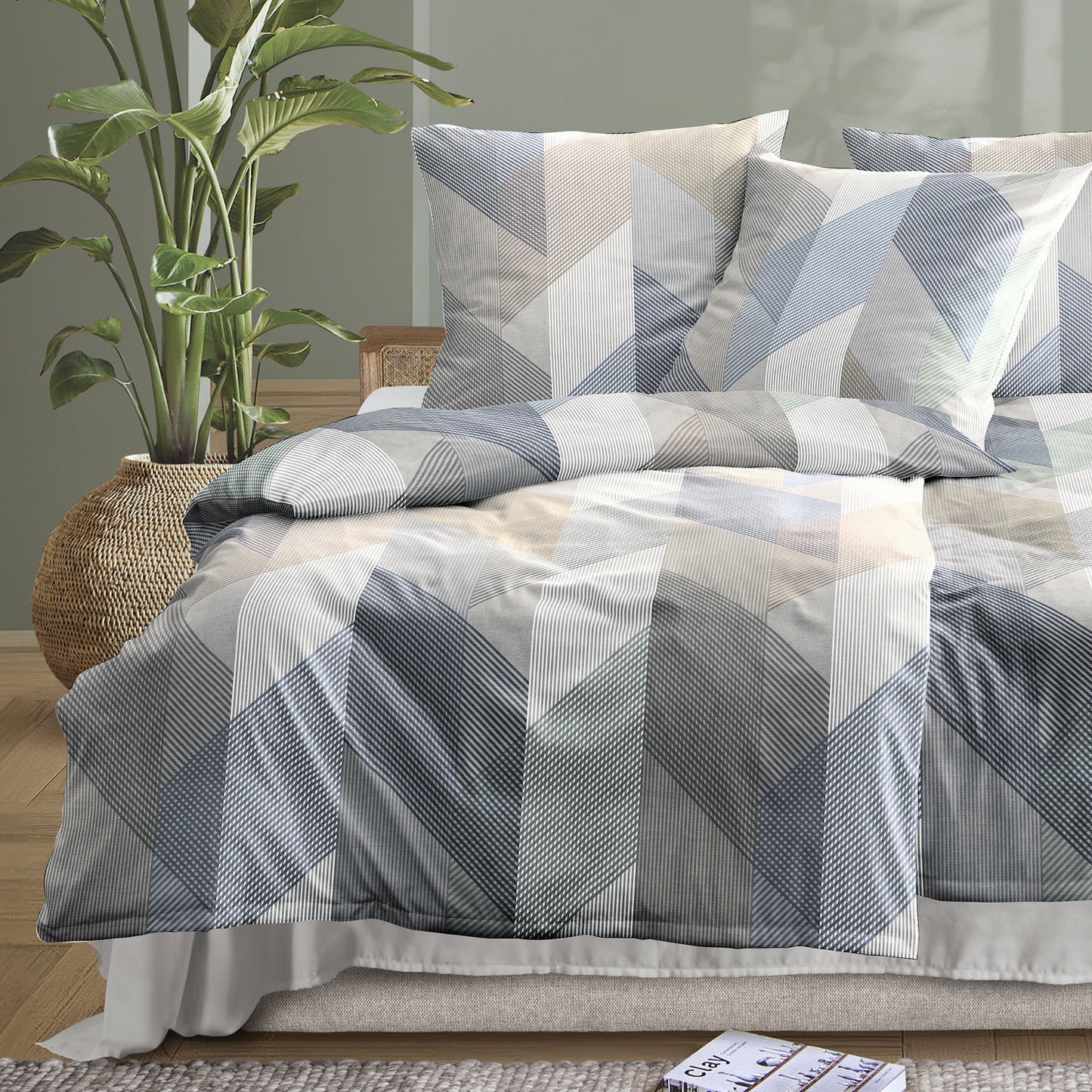 Irisette Mako Satin Bettwäsche Wave 8739-80 Streifen natur 135x200