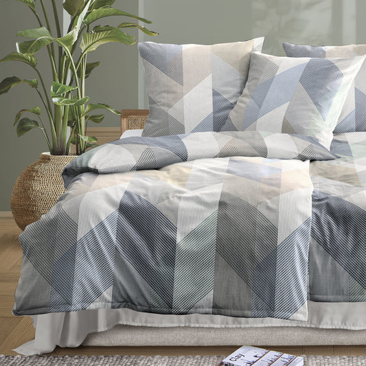 Irisette Mako Satin Bettwäsche Wave 8739-80 Streifen natur 135x200