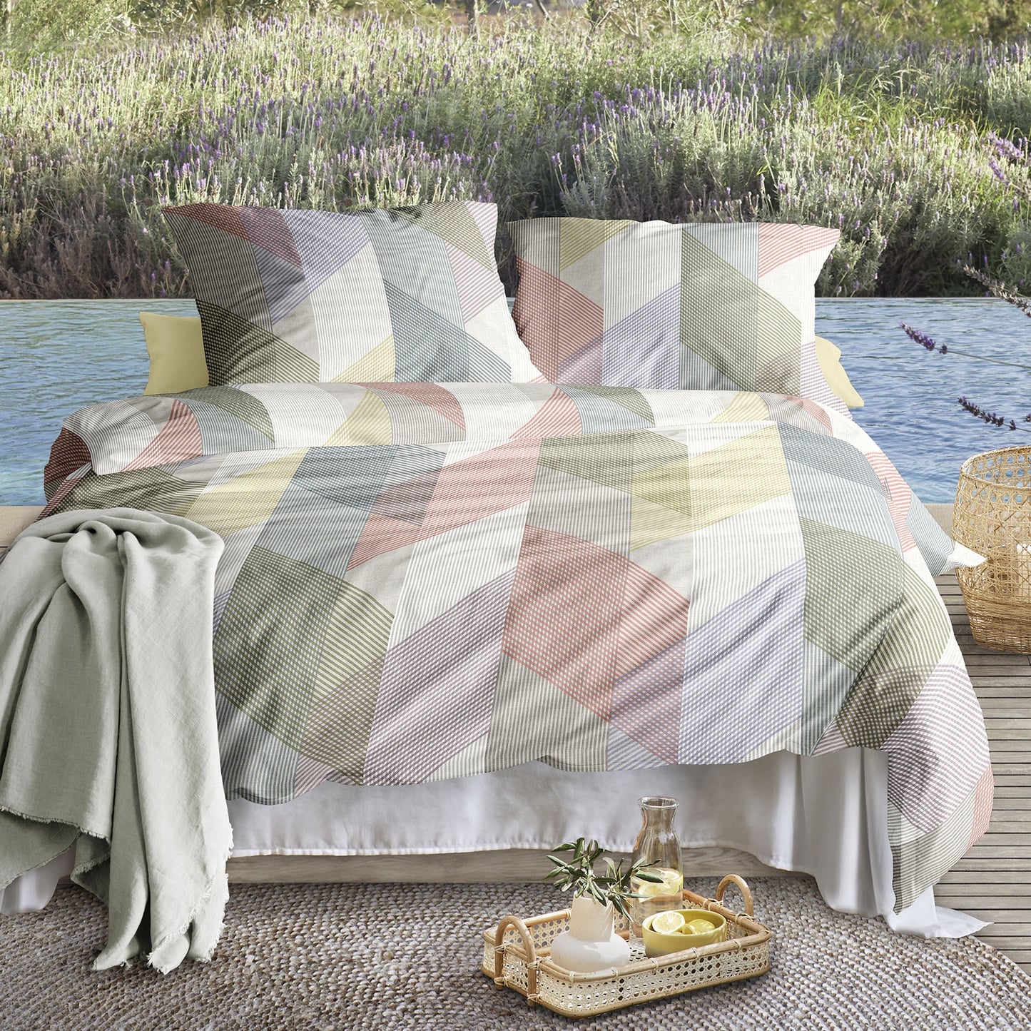 Irisette Mako Satin Bettwäsche Wave 8739-90 Streifen Bunt 135x200