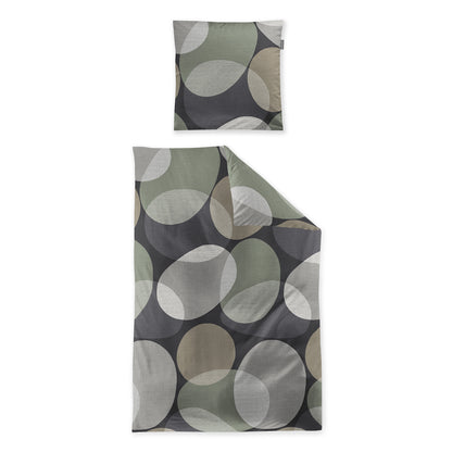Irisette Biber Bettwäsche Meran 8755-11 Kreise grau grün taupe 135x200