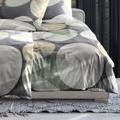 Irisette Biber Bettwäsche Meran 8755-11 Kreise grau grün taupe 135x200