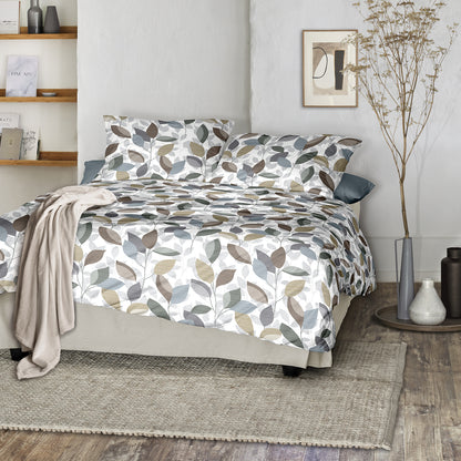 Irisette Biber Bettwäsche Meran 8765-30 Blätter jade creme 135x200
