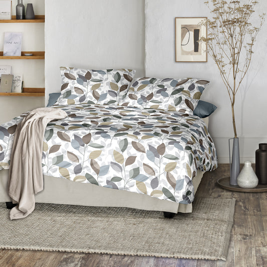 Irisette Biber Bettwäsche Meran 8765-30 Blätter jade creme 135x200