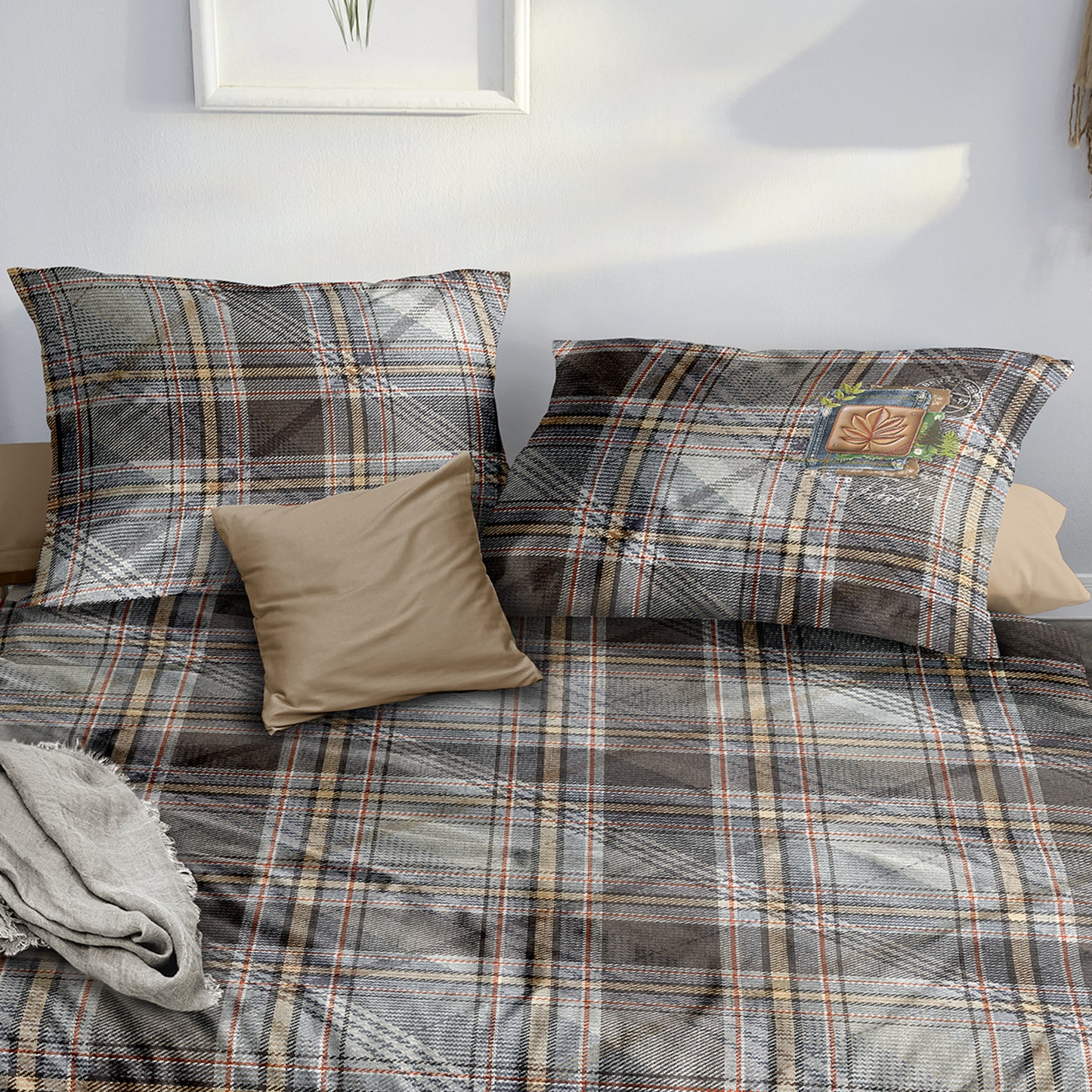 Irisette Mako Satin Bettwäsche Wave 8770-90 Kariert multi grau 135x200