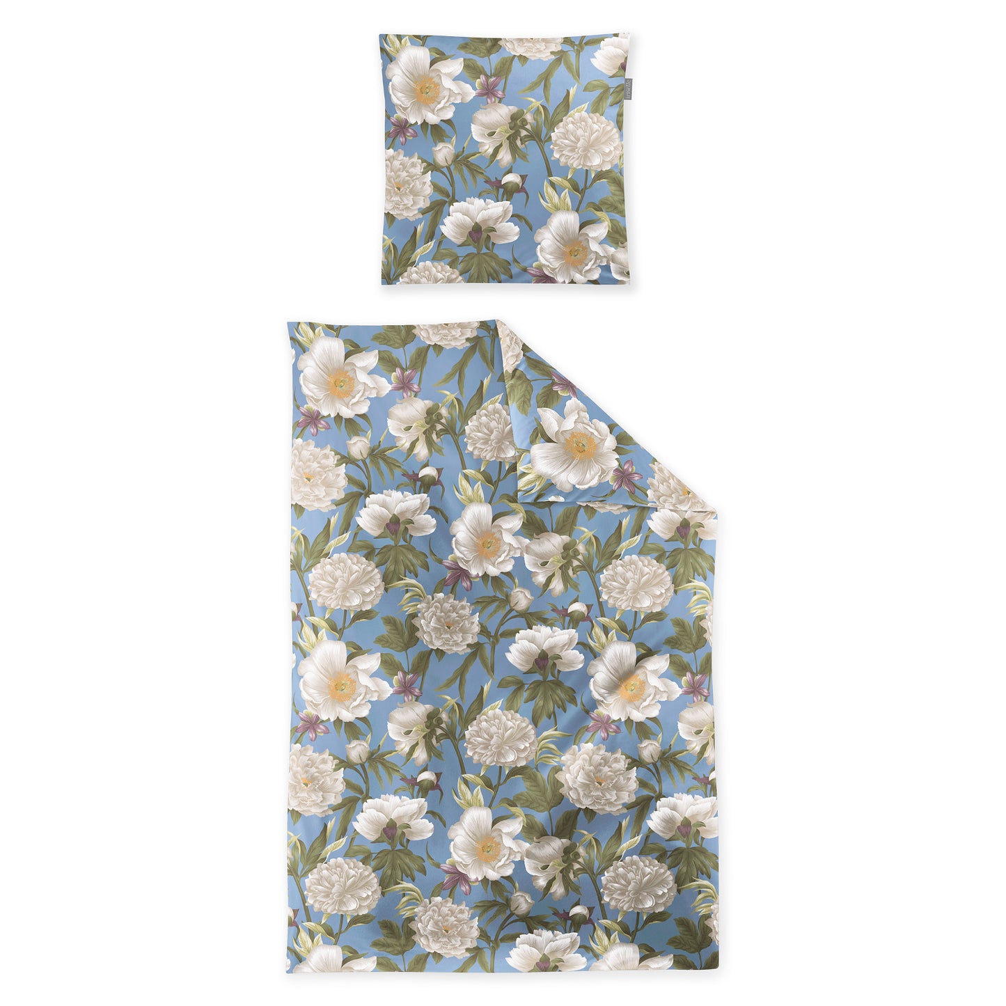 Irisette Mako Satin Bettwäsche Wave 8777-20 Blumen blau weiß 135x200