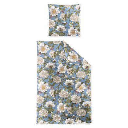 Irisette Mako Satin Bettwäsche Wave 8777-20 Blumen blau weiß 135x200