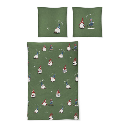 Irisette Biber Bettwäsche Koala 8778-30 Wichtel Schlitten grün 135x200