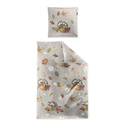Irisette Biber Bettwäsche Panda 8784-80 Igel Blätter natur 135x200
