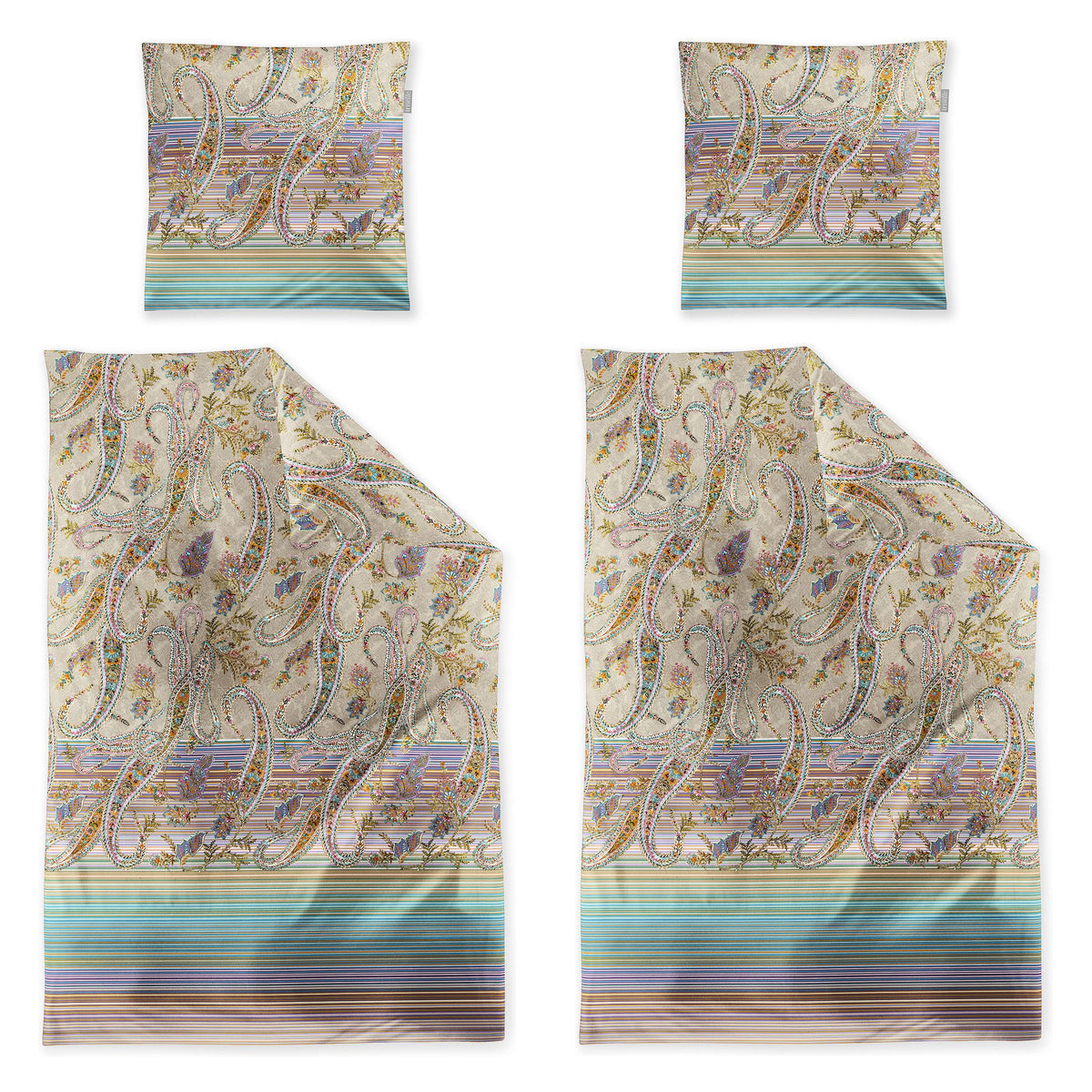 4 tlg. Irisette Mako Satin Bettwäsche Wave 8794-90 Paisley 135x200