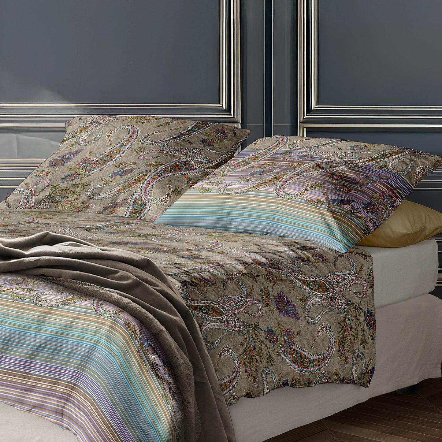 Irisette Mako Satin Bettwäsche Wave 8794-90 Paisley Streifen 135x200