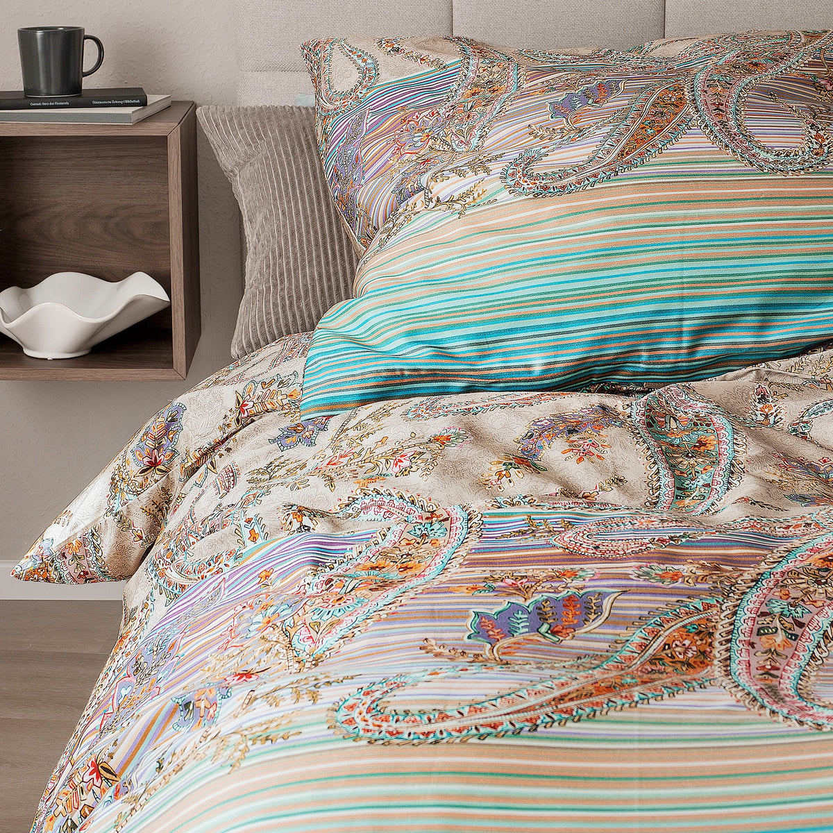 4 tlg. Irisette Mako Satin Bettwäsche Wave 8794-90 Paisley 135x200