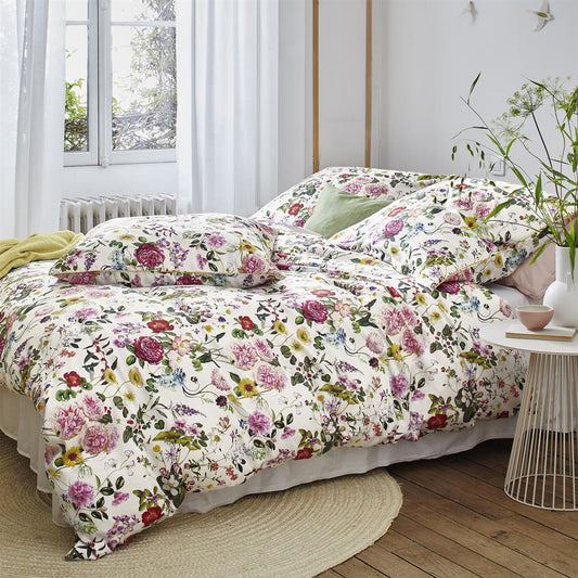 Irisette Mako Satin Bettwäsche Wave 8885-10 rosa weiß Blumen 135x200