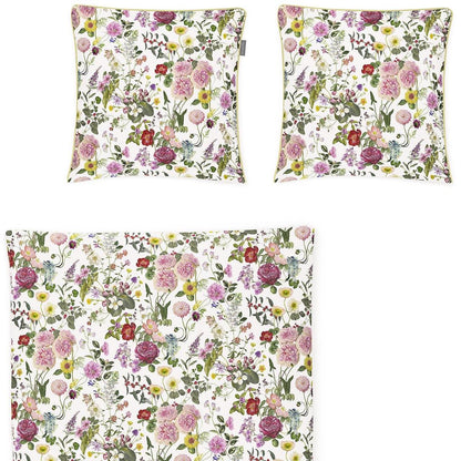 Irisette Mako Satin Bettwäsche 8885-10 Blumen weiß, rosa, gelb 135x200