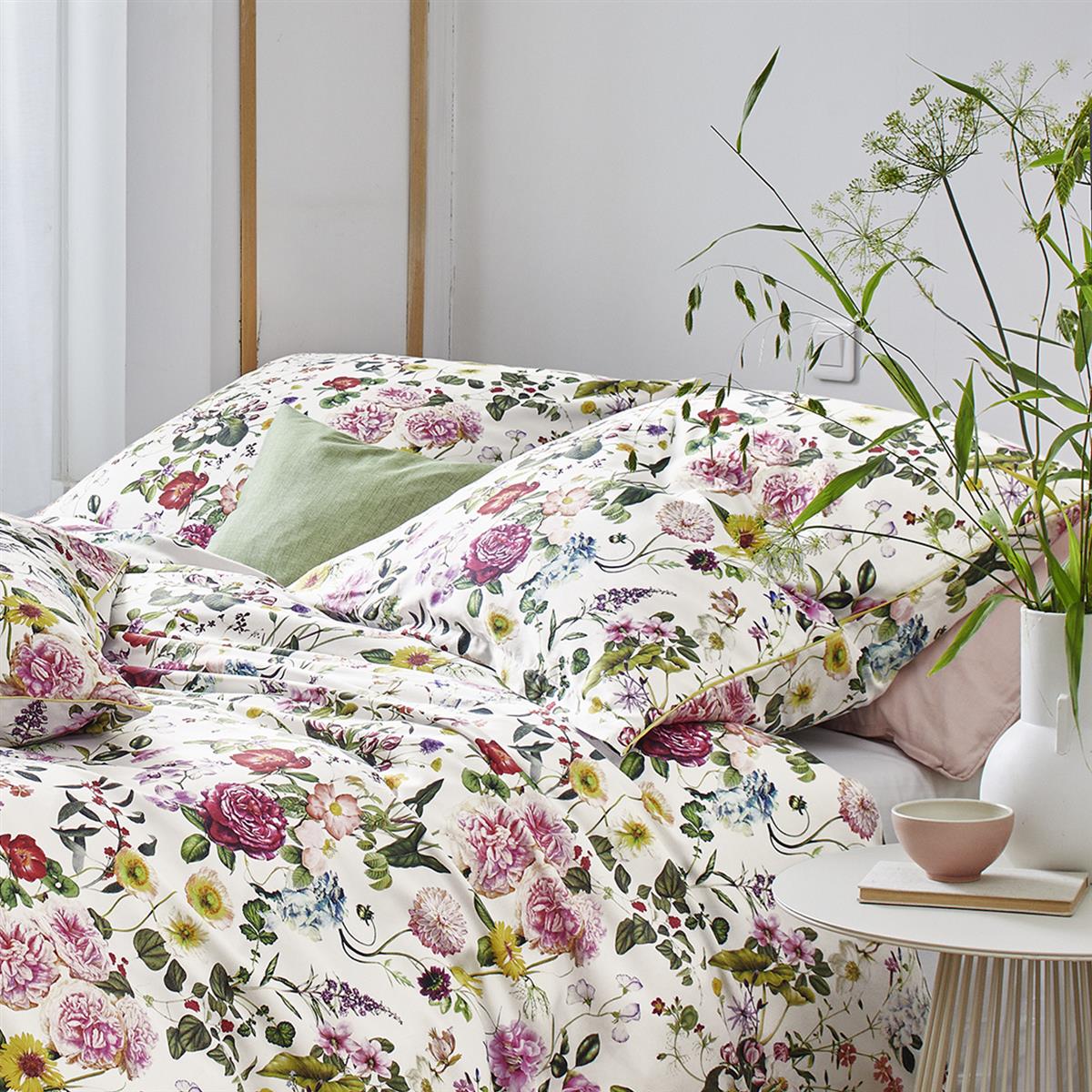 Irisette Mako Satin Bettwäsche Wave 8885-10 rosa weiß Blumen 135x200
