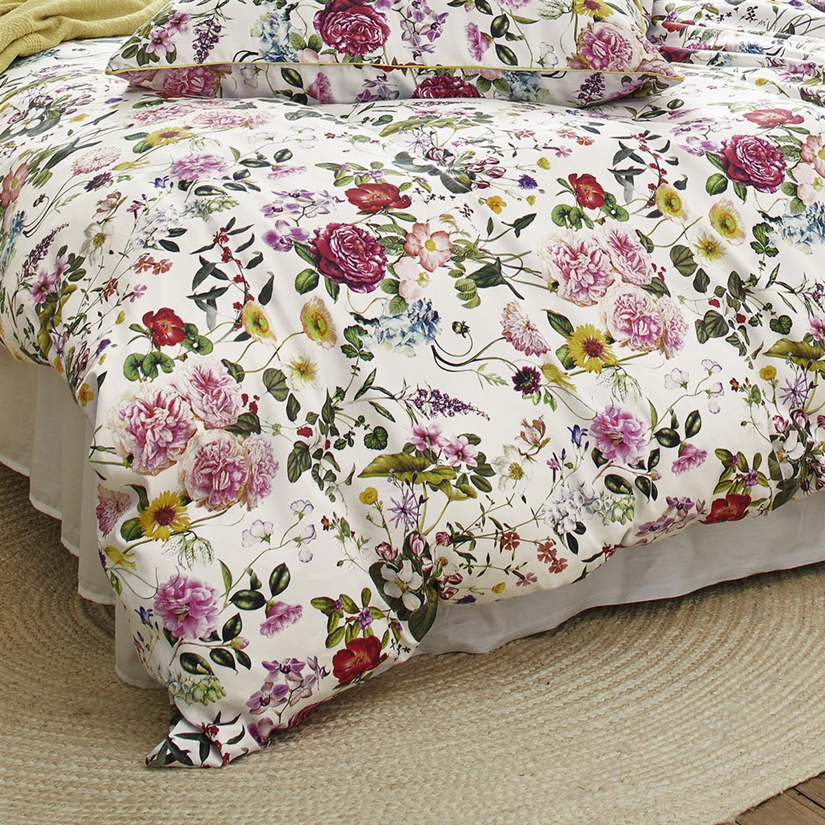 Irisette Mako Satin Bettwäsche Wave 8885-10 rosa weiß Blumen 135x200