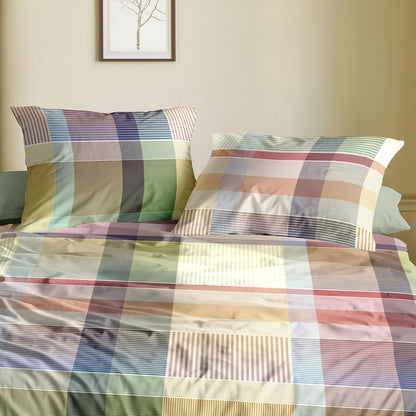 4 tlg  Irisette Mako Satin Bettwäsche Wave 8891-90 kariert 135x200