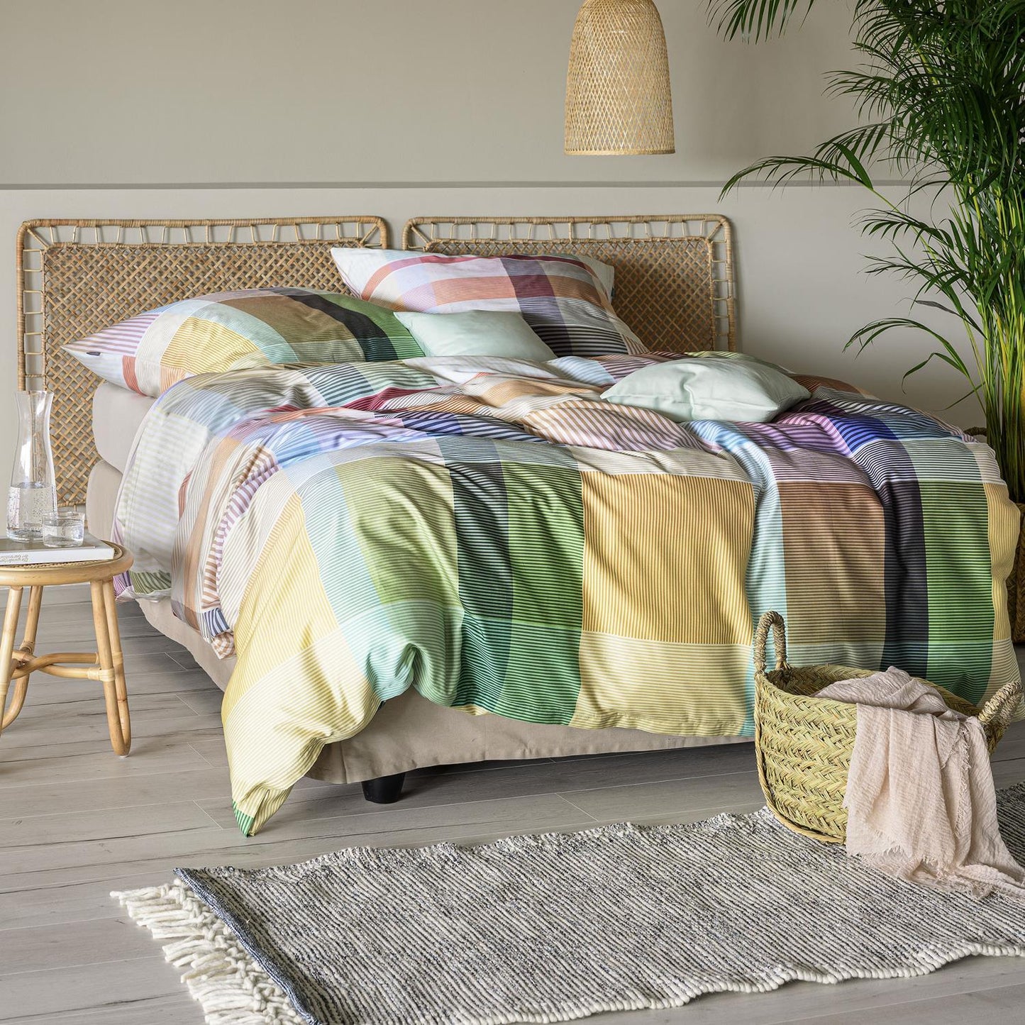 4 tlg  Irisette Mako Satin Bettwäsche Wave 8891-90 kariert 135x200