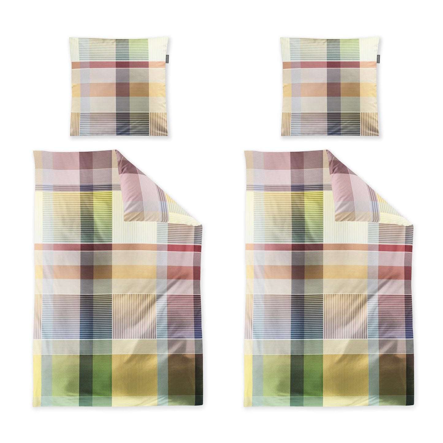 4 tlg  Irisette Mako Satin Bettwäsche Wave 8891-90 kariert 135x200