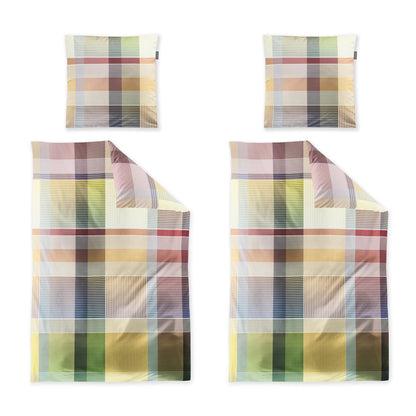 4 tlg  Irisette Mako Satin Bettwäsche Wave 8891-90 kariert 135x200