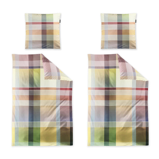 4 tlg  Irisette Mako Satin Bettwäsche Wave 8891-90 kariert 135x200