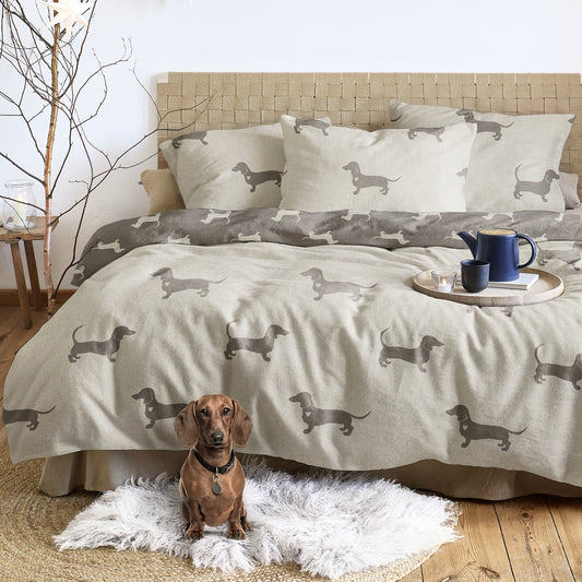 Irisette Biber Bettwäsche Meran 8912-80 Dackel natur beige 135x200