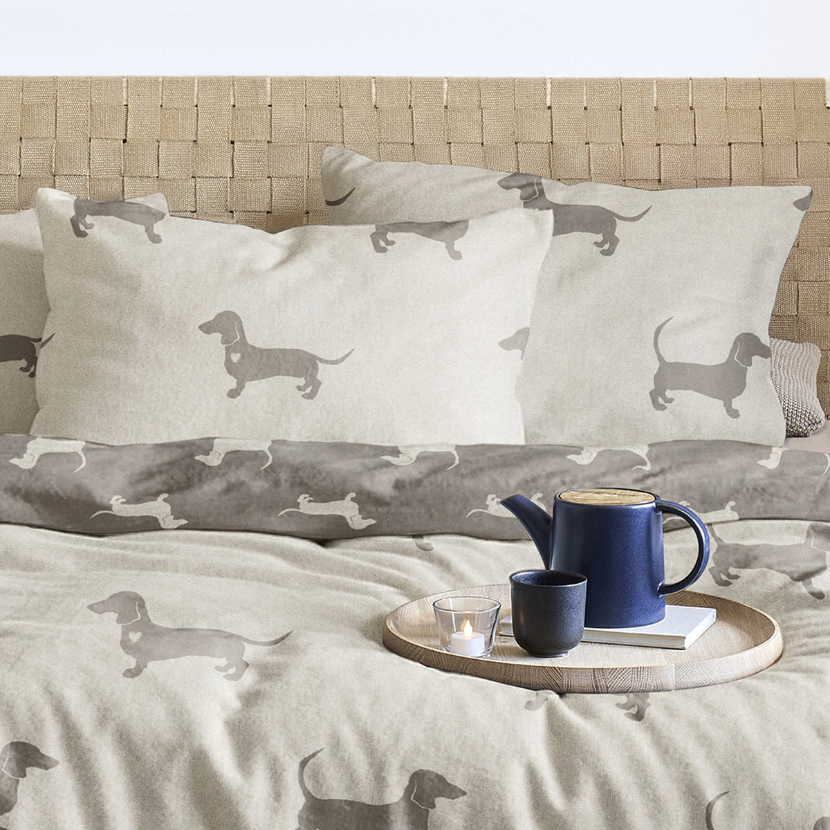 Irisette Biber Bettwäsche Meran 8912-80 Dackel natur beige 155x220