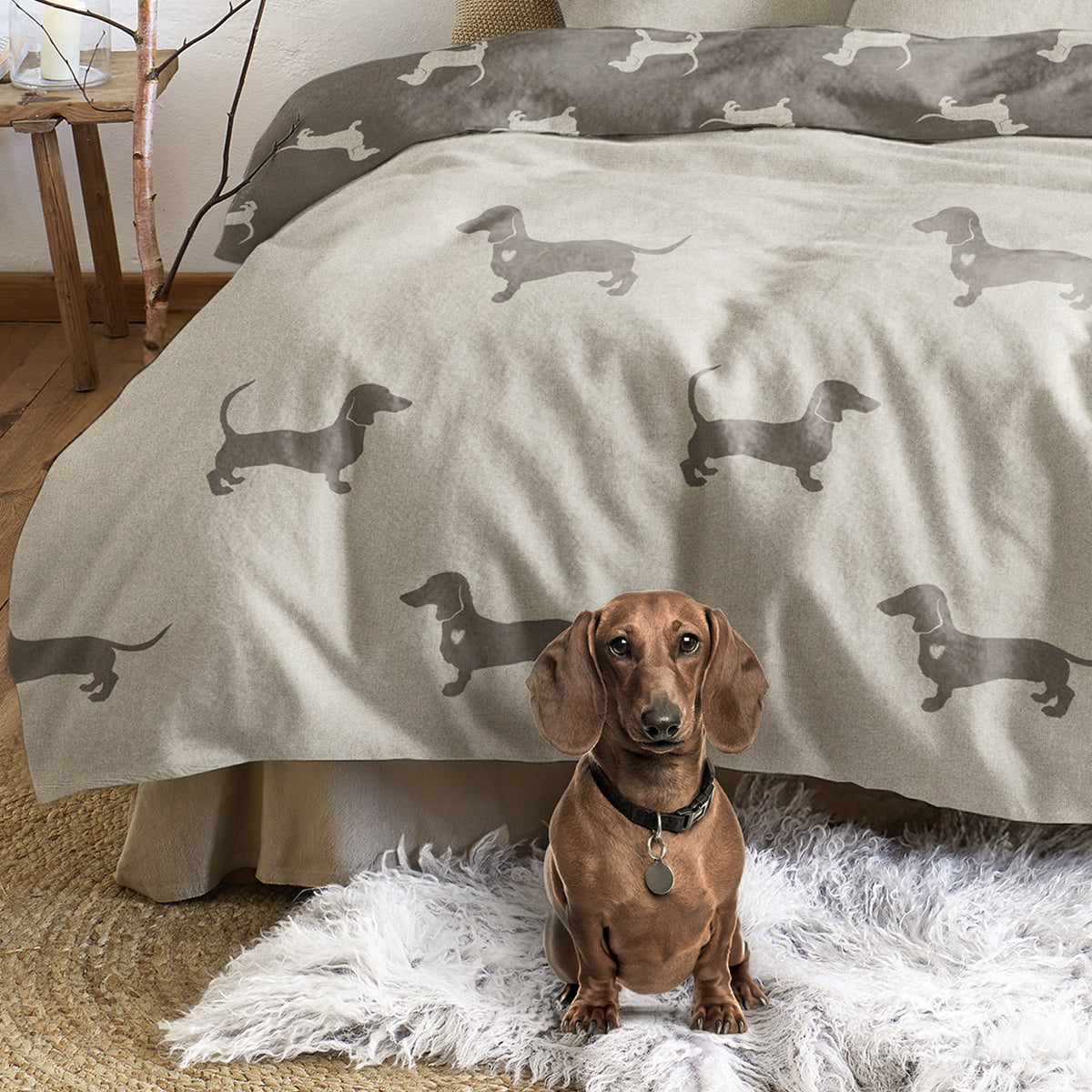 Irisette Biber Bettwäsche Meran 8912-80 Dackel natur beige 155x220