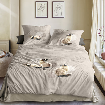 Irisette Flausch Cotton Bettwäsche Zobel 8913-80 Siamkatze 135x200