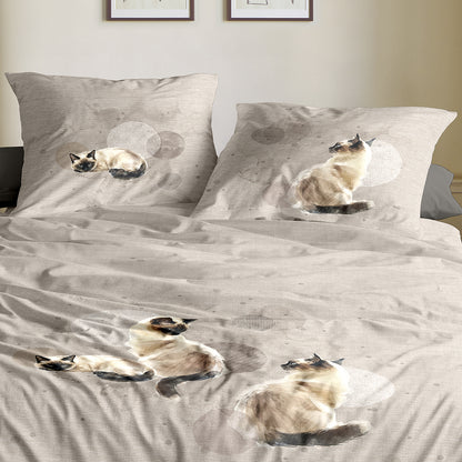 Irisette Flausch Cotton Bettwäsche Zobel 8913-80 Siamkatze 135x200