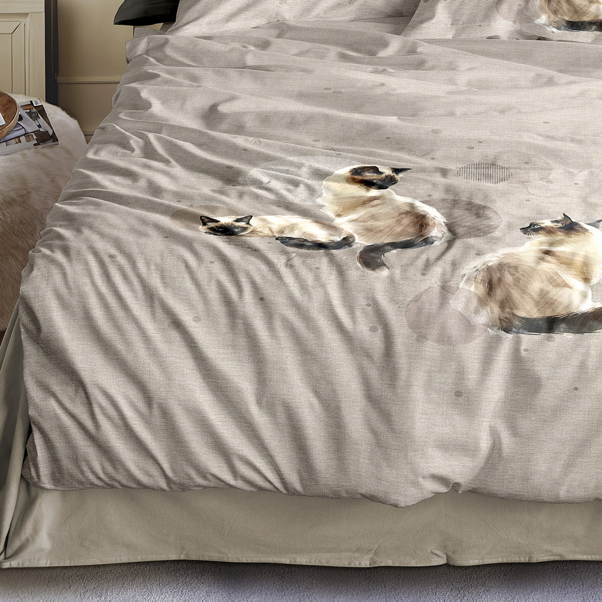 Irisette Flausch Cotton Bettwäsche Zobel 8913-80 Siamkatze 135x200