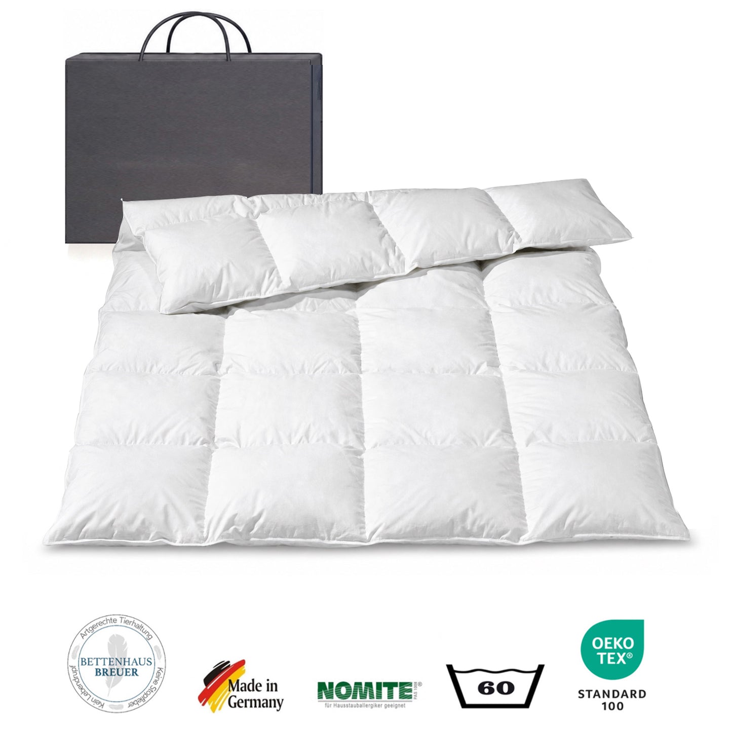Daunendecke 1400g sibirische Daunen Bettdecke warm 200x200 100% natur