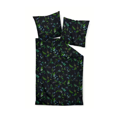 Janine Mako Satin Bettwäsche Moments 98094-08 Blumen Schwarz 135x200