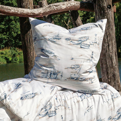 Janine Mako Satin Bettwäsche Moments 98101-02 Segelboot Blau 135x200
