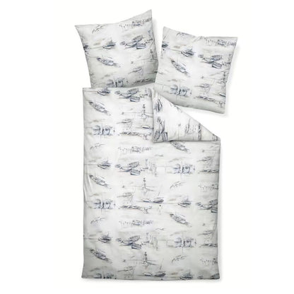 Janine Mako Satin Bettwäsche Moments 98101-02 Segelboote blau 135x200