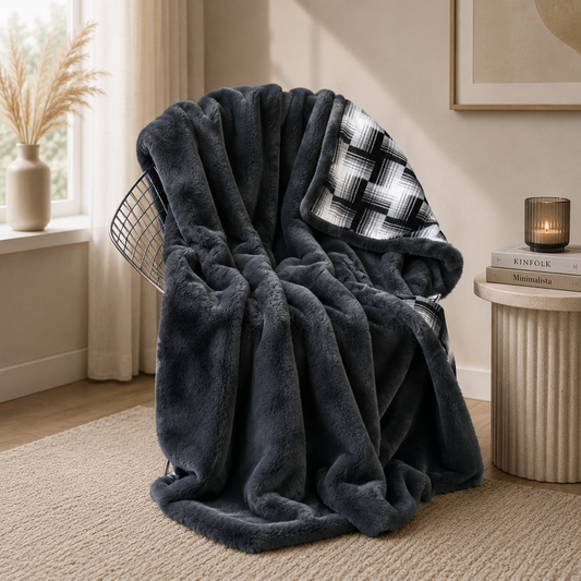 Felldecke Star Home Wohndecke Amala anthrazit Webpelz Fell 130x170