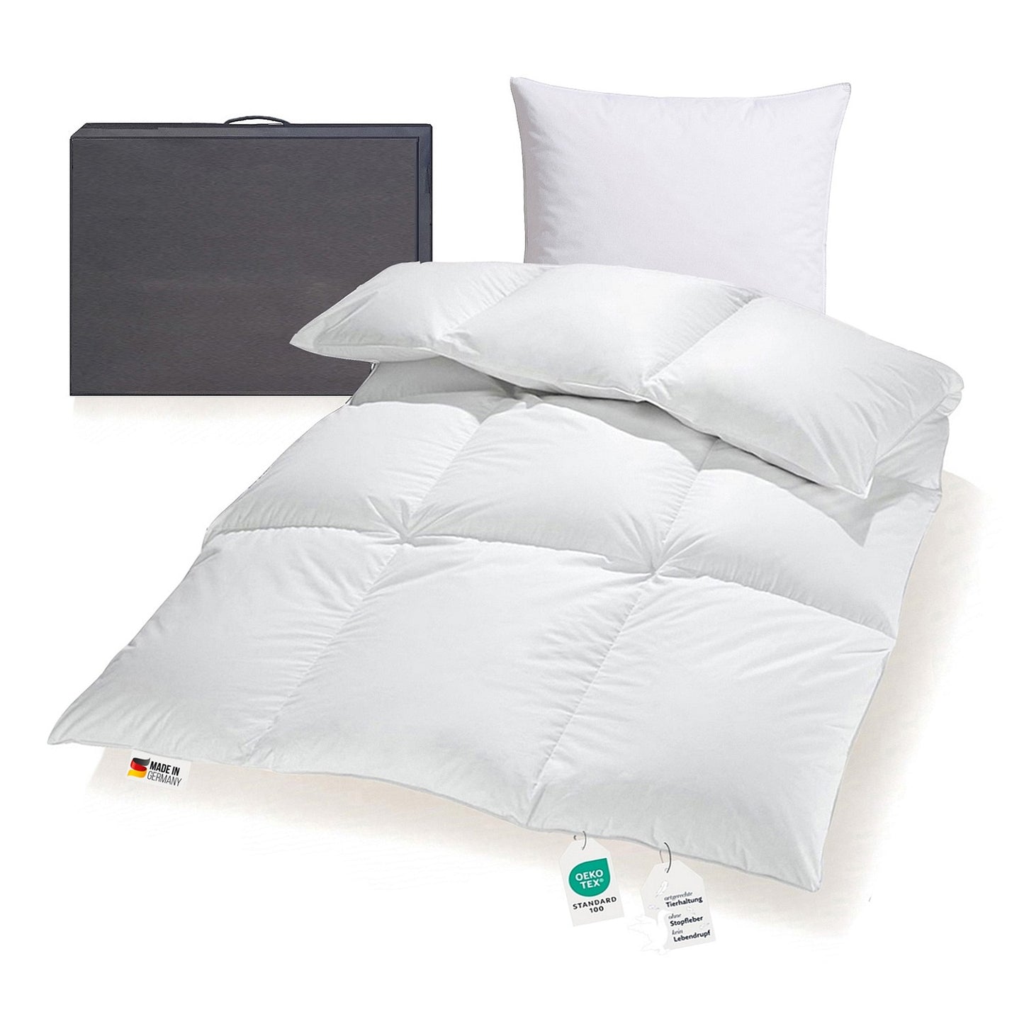 Bettenset extra warme 1200g sibirische Daunendecke + Kissen 135x200