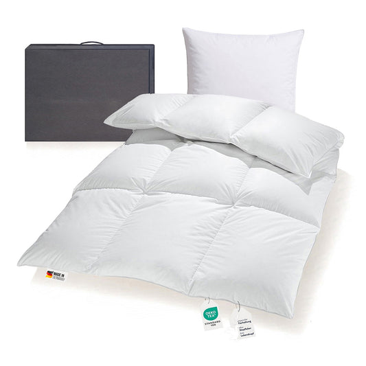 Bettenset extra warme 1200g sibirische Daunendecke + Kissen 135x200