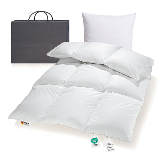 Bettenset extra warme 1200g sibirische Daunendecke + Kissen 135x200