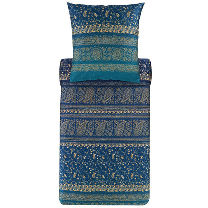Bettwäsche Bassetti Mako Satin Brenta B1 Paisley Blau Gold 155x220